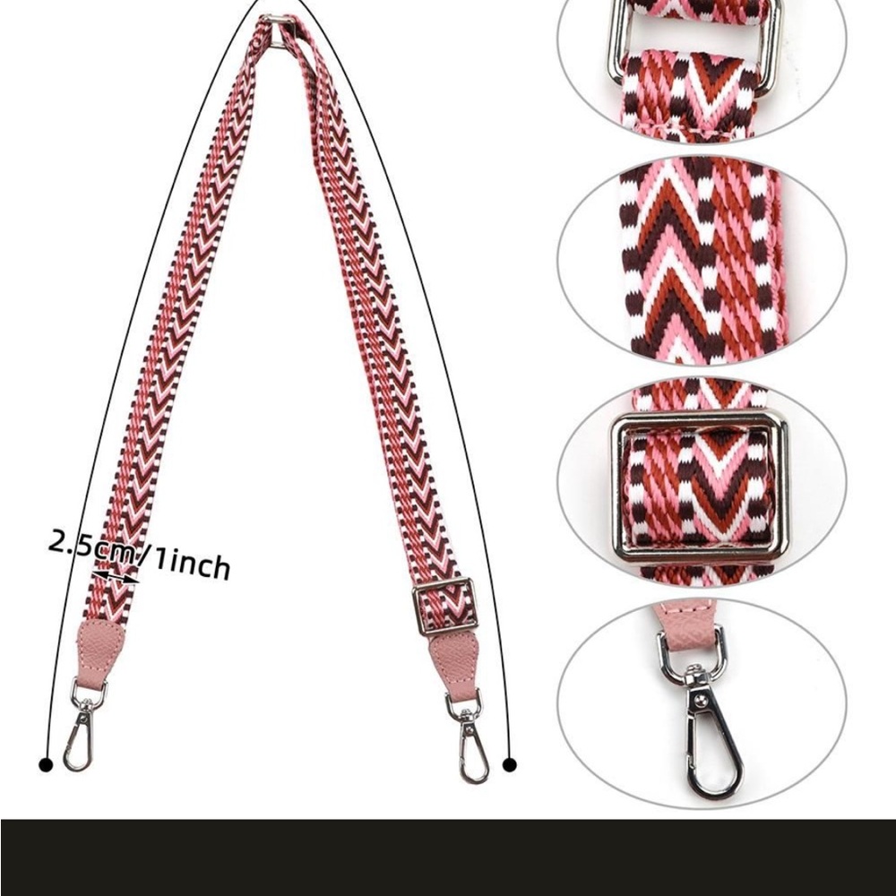 Pink and White Adjustable Bag Strap